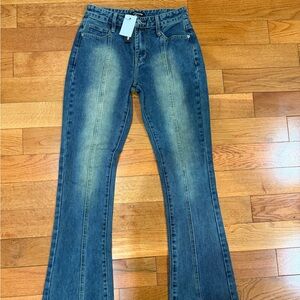 PrettyLittleThing Blue Flare Jeans